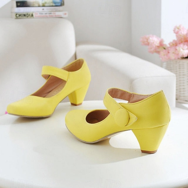 Toe Yellow Shoes Jane Women's Mary Round –
