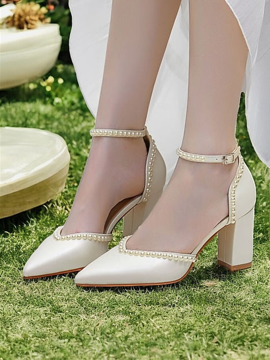 Wedding Heels Pearl-Embellished Elegant Women's