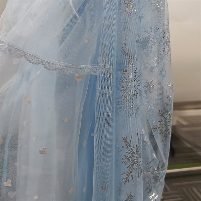 Princess Girl Elsa Frozen Dress Cosplay Cloak Flower