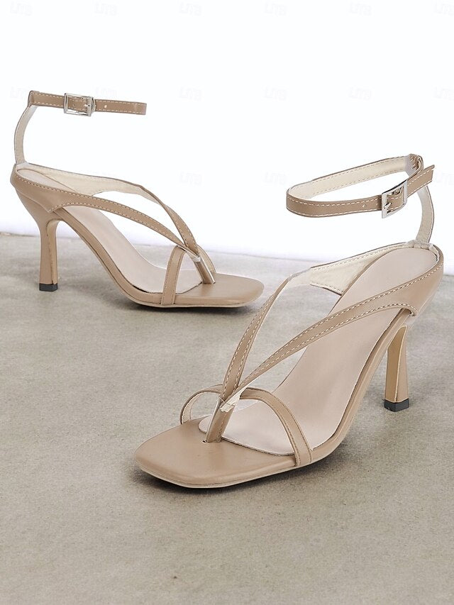 Stiletto Strappy – White Sandals Women's Elegant