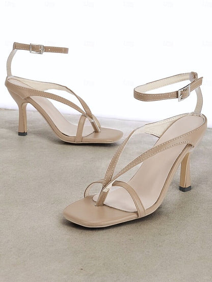 Stiletto Strappy – White Sandals Women's Elegant