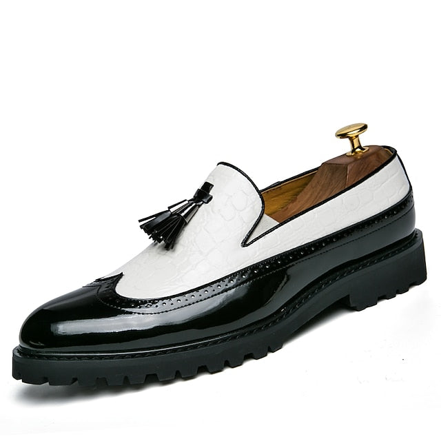 Pattern - Black Loafers Stylish Crocodile and Men's Red