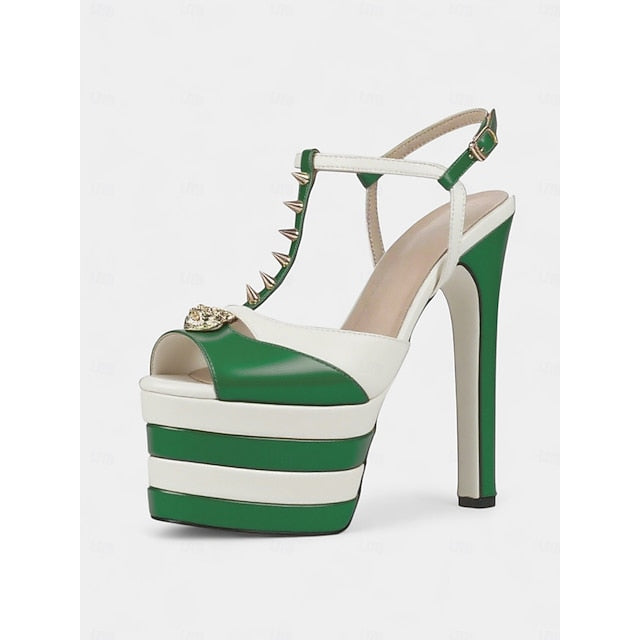 Edgy Silver Heels Metallic and Gold - Women's High Platform