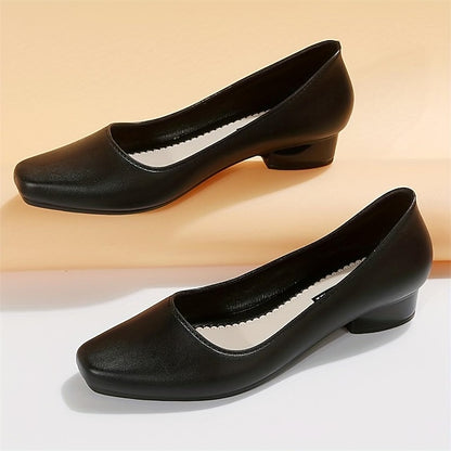 Slip-On Round Pumps – Heel Toe Women's Black Low Classic