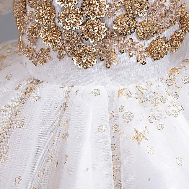 Dress Flower Girl Floral Girls' Sequin Party Kids