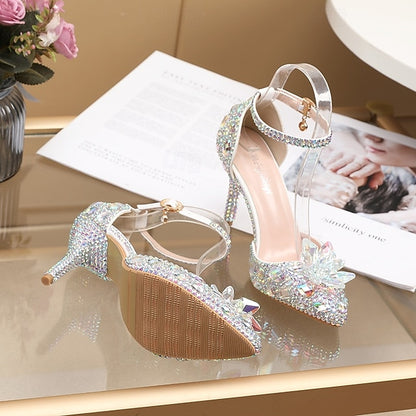 Sandals Heel Elegant Purple Rhinestone – Women's High