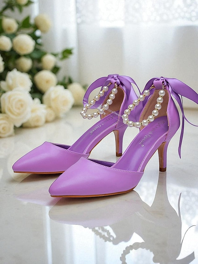 with Pearl Kitten - Heel Strap Bow Ankle Women's Blue Pumps