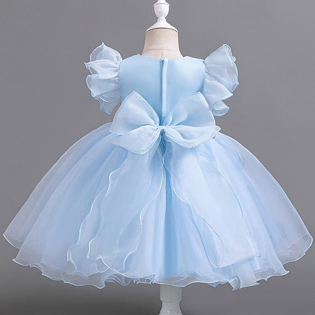 Party Sleeveless Dress Girls' Wedding Kids Floral Sequin