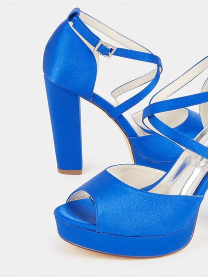 Platform Toe Sandals with Peep Women's and Satin High Heel