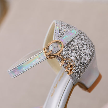 Rubber Heels PU Shoes Glitters Princess Girls' Party Little