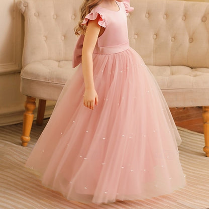 Dress Color Solid Flower Kids Party Girls' Girl