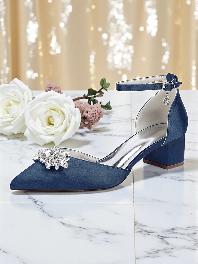 Burgundy Women's Heel with Satin Wedding Shoes Block