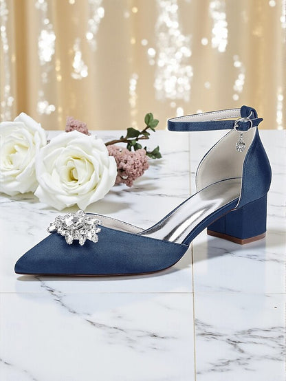 Burgundy Women's Heel with Satin Wedding Shoes Block