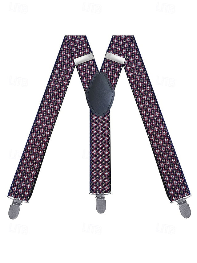 Men's Clip-On Classic Suspenders Pattern Argyle –