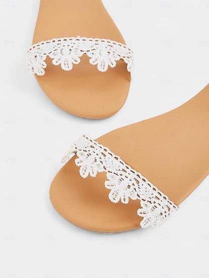 Sandals Strap with Women's Ankle Floral White Lace