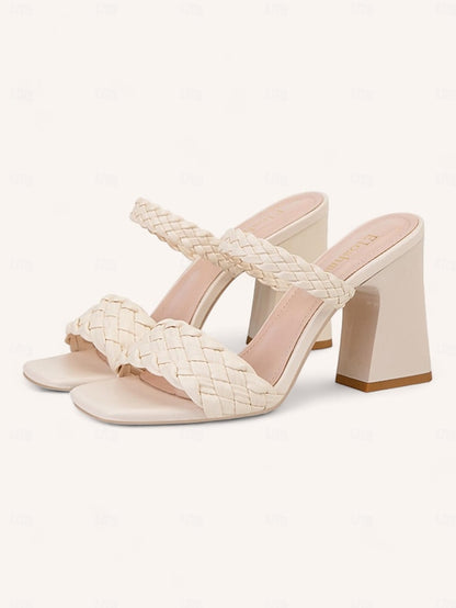Party Mules Braided Wedding Sandals Vacation Women's Heeled