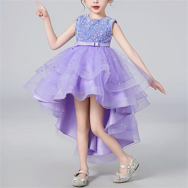 Color Sleeveless Solid Party Girls' Kids Dress