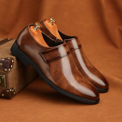 Business Shoes Brown Loafers Slip-On Leather Men's