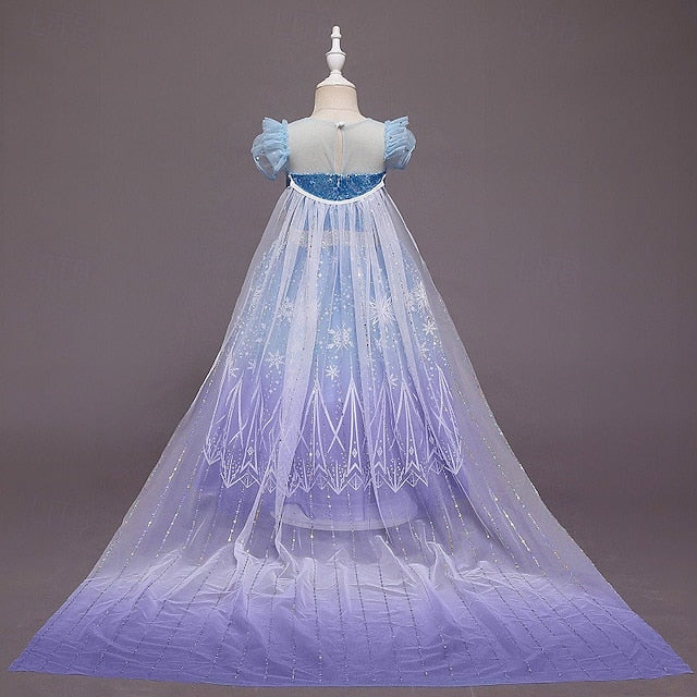 Girls' Elsa Princess Flower Frozen Dress Cloak Girl