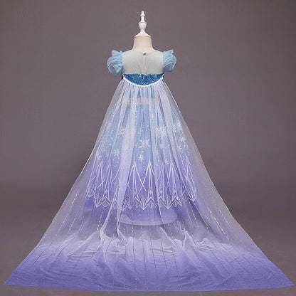 Girls' Elsa Princess Flower Frozen Dress Cloak Girl