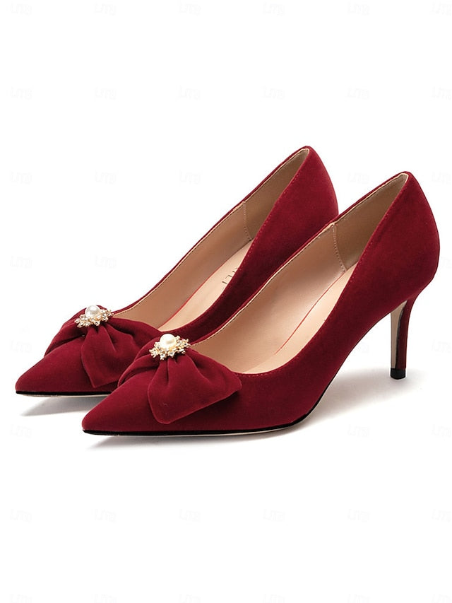 Pointed – Satin Women's Wedding Bow Toe Pumps Chic