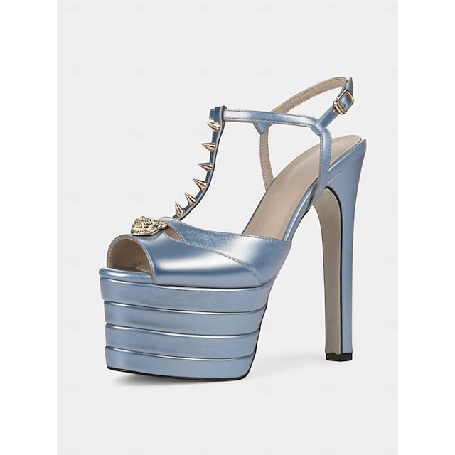 Edgy Silver Heels Metallic and Gold - Women's High Platform