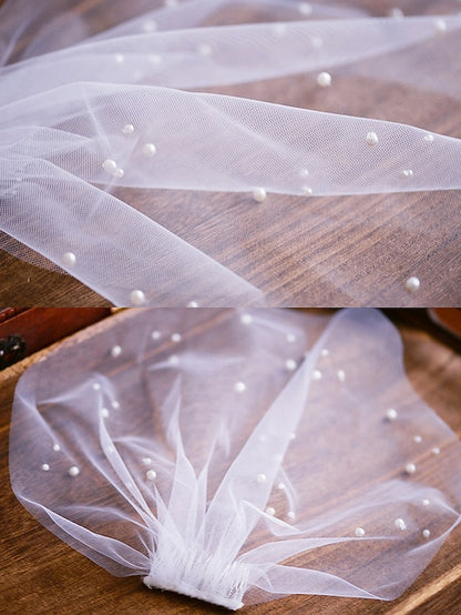 Short Veil Pearl with and Crystal Bridal – Embellishments