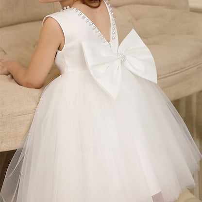 Color Solid Kids Wedding Girls' Party Sleeveless Dress
