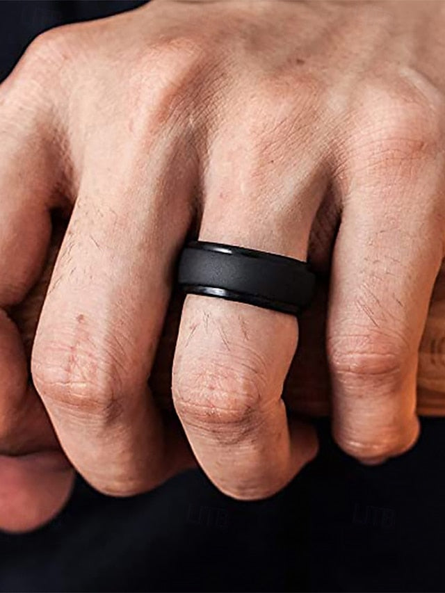 Ring Men Matte Silicone for Black Durable Comfortable –