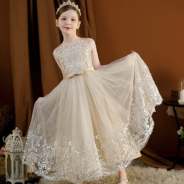 Dress Wedding Flower Sleeveless Christening Girls' Kids