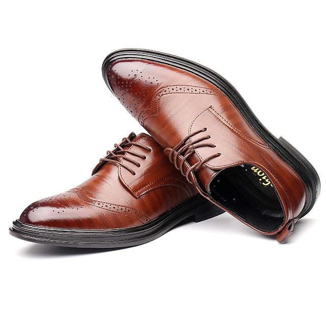 Shoes Faux Brogue Classic – Brown Leather Men's