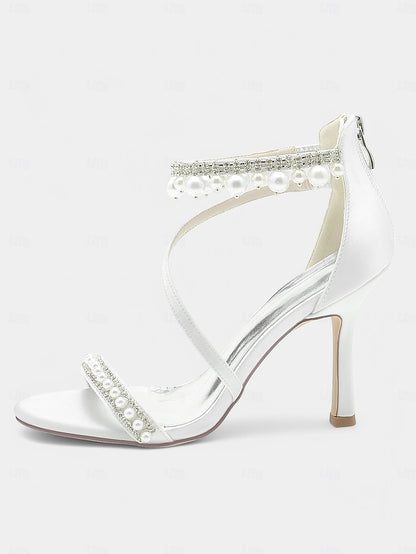 Ankle Chic Heels Pointed-Toe Party Strap Satin Pink –