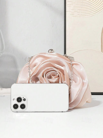 Flower Evening Elegant Satin – Women's Purse Rose Clutch