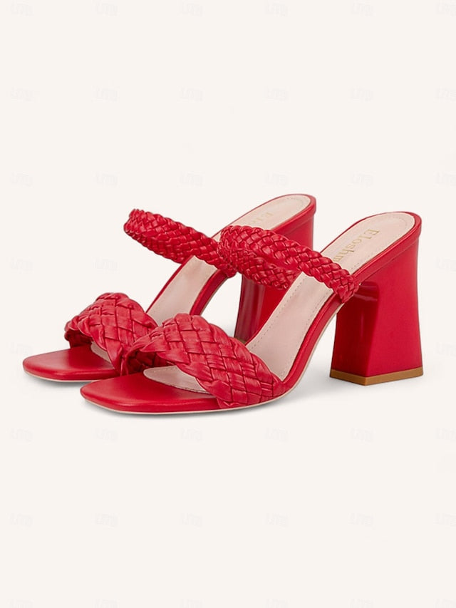 Party Mules Braided Wedding Sandals Vacation Women's Heeled
