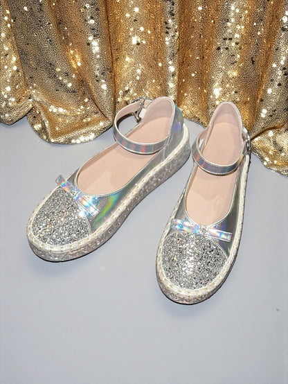 Women's Shoes Holographic Mary Glitter Jane Platform