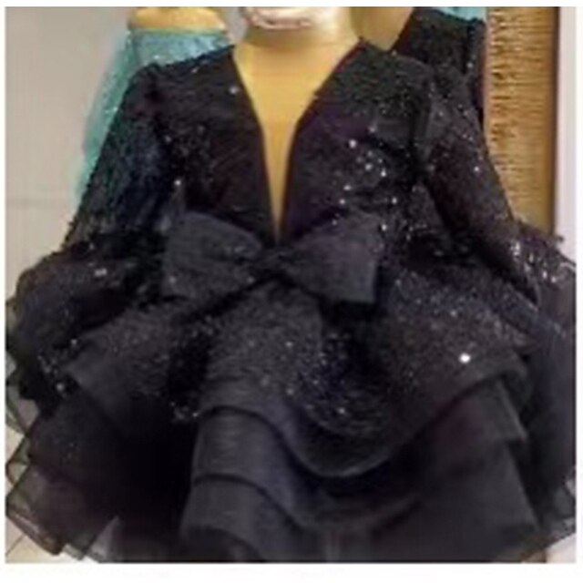 Girls' Flower Dress Party Kids Sequin Girl Long