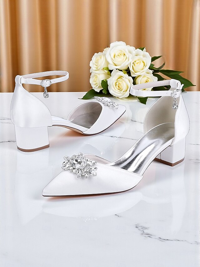 Burgundy Women's Heel with Satin Wedding Shoes Block