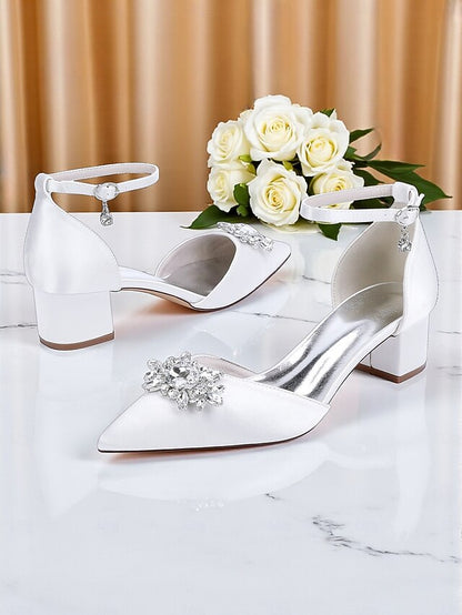 Burgundy Women's Heel with Satin Wedding Shoes Block