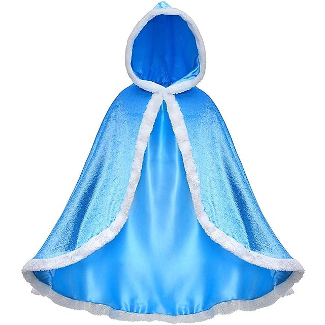 Cloak Hooded Tulle Dress Crown Cape Princess With Set Elsa