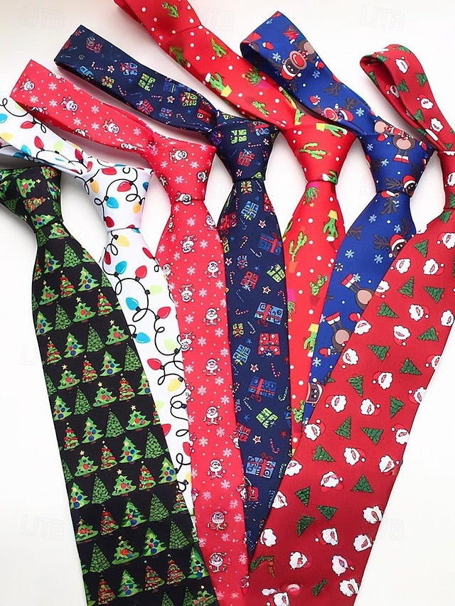 Tree Tie Polyester Santa Men's – Christmas and Fun Silk