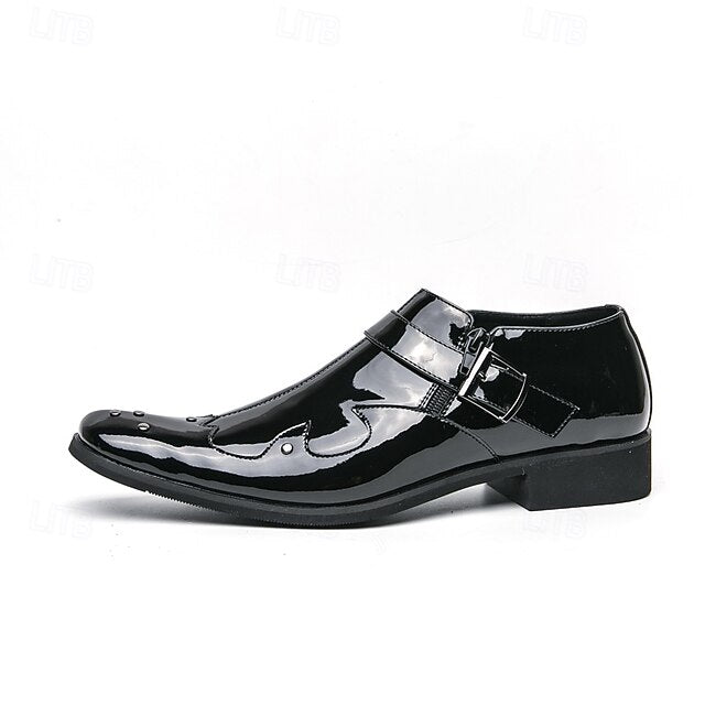 Leather Black – Shoes Formal Strap Men's Monk