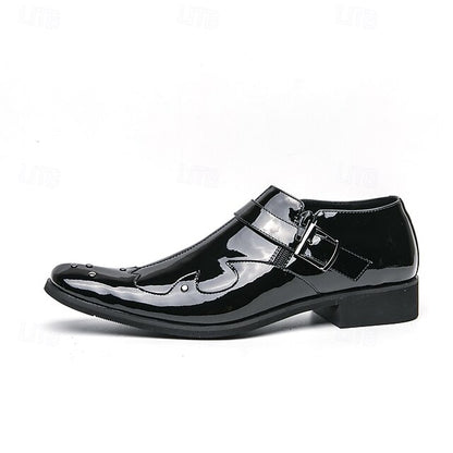 Leather Black – Shoes Formal Strap Men's Monk