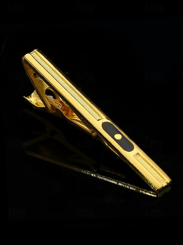for with Design Elegant Inlay Tie Sleek Men Clip Gold Black –