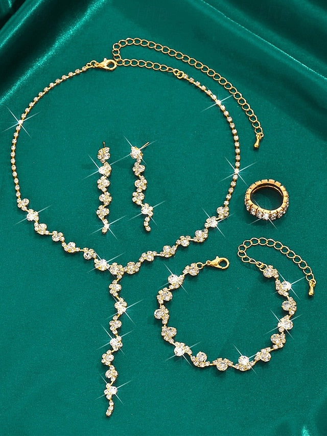 – Necklace Rhinestone Set Jewelry Gold Elegant