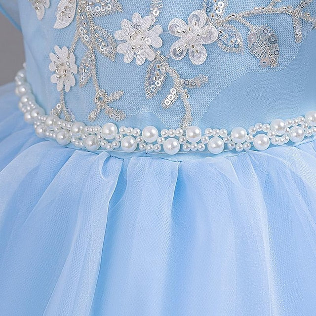 Party Sleeveless Dress Girls' Wedding Kids Floral Sequin