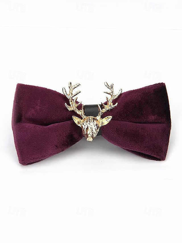 Bow with Velvet Pin Men's Deer Tie Gold Head