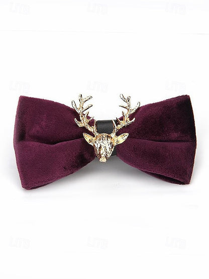 Bow with Velvet Pin Men's Deer Tie Gold Head
