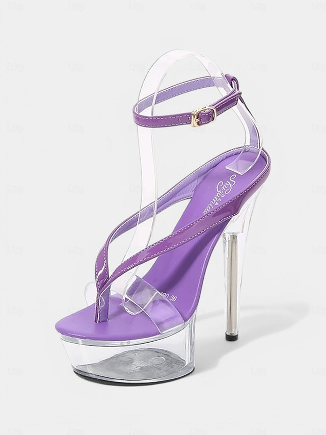 – Platform Heel Nightclub Clear Sandals Lavender Sexy