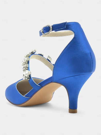 Black Heels Women's Embellishments - Satin with Rhinestone