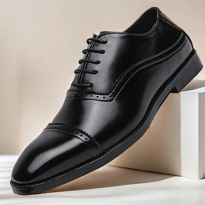 Leather Oxford Faux Men's Brogue – Classic Brown Shoes